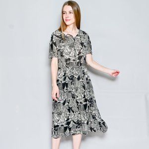 VINTAGE Miami Marina Print Flowy Midi Dress RARE S M L